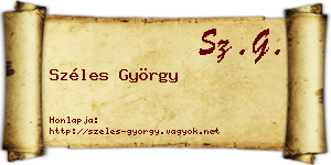 Széles György névjegykártya